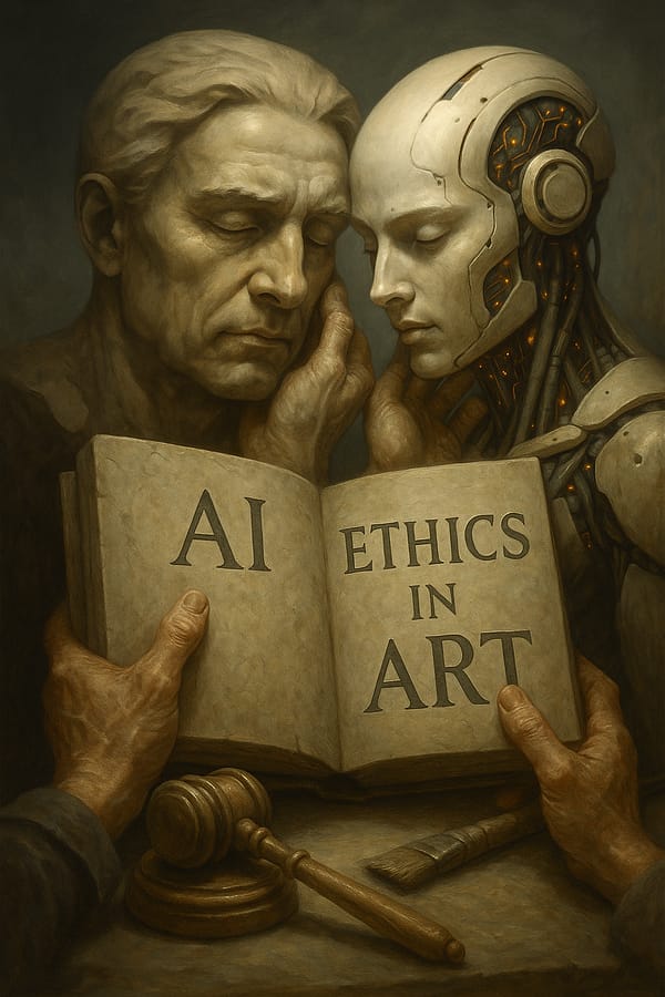 Genai For Creative Industries 6 GenAI creative industries ethics illustration showing human and AI collaboration in art